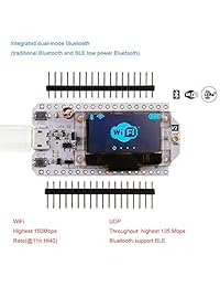 MakerFocus ESP32 Junta de Desarrollo WIFI Bluetooth LoRa Dual Core 240MHz CP2102 con pantalla OLED de 0,96 pulgadas y antena 433 470 MHz para Arduino
