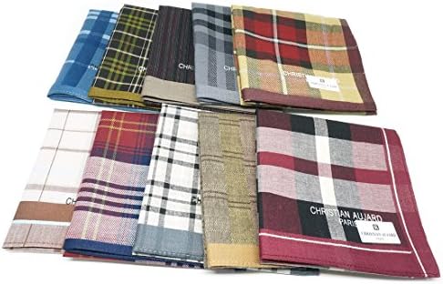 Handkerchiefs 10 Piece Individual Pure Cotton Hankies Pack Set for Men Assorted