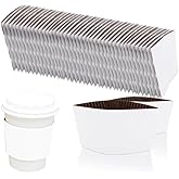 EchoDone 8 oz Disposable Coffee Cup Sleeves for Hot Drinks Paper Corrugated Cup Jackets 200 Count Color White (Without Cups)