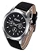 Kteta Men's Watch Leather Chronograph Sports Quartz Analog Wrist Watches Black Band