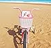 Colorbasket 02201 Front Handle Bar Junior Bike Basket, All-Weather, Water Resistant, Adjustable Leather Straps, White with Pink Trim