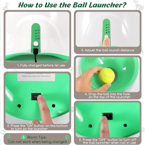 Automatic Dog Ball Launcher, Interactive Dog Toys Tennis Balls Thrower for Small and Medium-Sized Dogs, Green 26 * 27 * 21Cm
