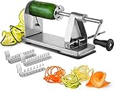 Mitbak Stainless Steel Vegetable Spiralizer Slicer | Industrial-Grade 3-Blade Zoodle Maker | Spiral Slicer Great For Salad, Low Carb, Vegan, Keto, Spaghetti | Gifts for Christmas