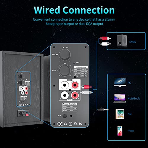 BESTISAN 4 Inch Powered Bookshelf Speakers With Deep Bass, Bluetooth 5.