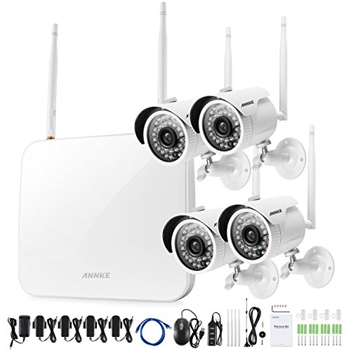 ANNKE 4 Channel 960P Wireless Indoor Outdoor Smart Home Security Camera system 4CH NVR System and 4 720P Wireless Camera with Night Vision,Motion Detect, Phone Access, NO Hard Drive
