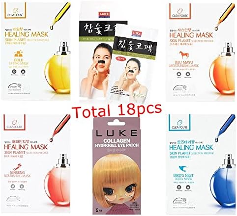 Korean Skin Care Healing Nature Prestige Aroma HEALING Mask + Nose Strip + Eye Mask Set (18 sheets)