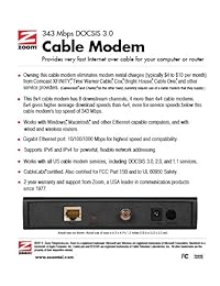 Zoom módem de cable, 8 x 4, Modelo 5341j, 343 Mbps docsis 3.0 certificada por comcast xfinity, tiempo Warner cable, Cox, Bright House, cable One y más