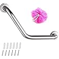 Tong Hao Shower Angled Grab Bar 17.3-inch Bathroom Safety Handle, Bathtub Arm Safe-Grip Bar Wall-Mounted 304 Stainless Steel Anti-Slip Bars
