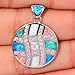 CiNily Opal Necklace,Created Blue Pink White Fire Opal Zircon Women Jewelry Gemstone 14K White Gold Plated Rainbow Pendant Necklace