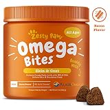 Zesty Paws Omega 3 Alaskan Fish Oil Chew Treats for Dogs - with AlaskOmega for EPA & DHA Fatty Acids - Itch Free Skin - Hip & Joint Support + Heart & Brain Health