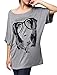 Allegra K Women Short Batwing Sleeve Portrait Pattern Loose Fit Tunic Top, Gray, Large / US 14