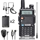 BaoFeng Walkie Talkie UV-5R Dual Band Two Way Radio with one more 1800mAh UV5R Battery one Hand Mic and one TIDRADIO 771 Antenna Baofeng Radio Ham radio