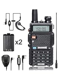 Baofeng walkei Talkie UV-5R Dual Band Radio de dos vías con uno más 1800 mAh UV5R batería una carga de coche una mano Mic y uno tidradio NA-771 antena Ham Radio