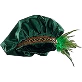 Willyacos Medieval Tudor Hat with Feather Velvet Renaissance Muffin Hat Tudor Flat Cap Minstrel Costume Elizabethan Hat Men