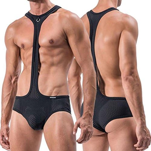 TATGB Mens Underwear Hollow Out Seductive Lingerie Bodysuit Siamese QN-172