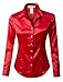 RK RUBY KARAT Womens Long Sleeve Satin Blouse with Cuffs