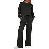Yousify Women's 2 Piece Lounge Sets Casual Long Sleeve Tops Wide Leg Pants Loose Tracksuit Fall Travel Outfits