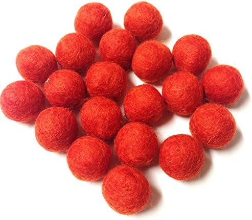 Yarn Place Felt Wool Felted 100 Balls 1 Color Pack Size: 15 mm (Orange Red 06)