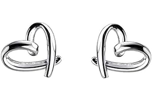 DTJA Minimalist Heart Sterling Silver Earrings for Women Girls Teens Charm Hollow Love Hearted Stud Tiny Small Cartilage Tragus Post Pin Hypoallergenic Pierced Ear Christmas Birthday Halloween Thanksgiving Jewelry Gifts