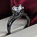 Women's White AAA Cubic Zirconia Black Gold Plated Stainless Steel Engagement & Wedding Band,Size 6 7 8