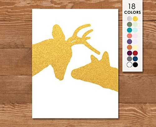 White and Gold Deer Art Poster, Custom Colors and Size 5x7, 8x10, 11x14