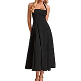 GLNEGE Floral Halter Corset Midi Dresses Summer Flowy Wedding Guest Dress A Line Bow Tea Party Sundress for Women