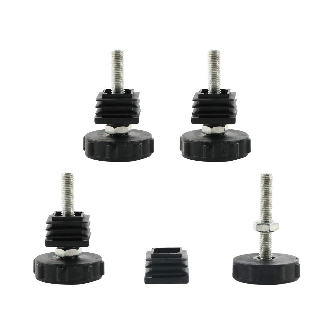 Sourcingmap Leveling Feet 25 x 25mm Square Inserts Table Leg Adjustable Leveler 4 Sets