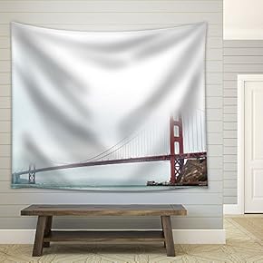 Golden Gate Bridge in Misty Weather - Fabric Wall Tapestry Home Decor - 51x60 inches