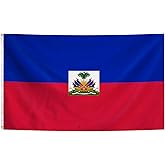 Haiti Flag 3x5 Ft Vivid Color Haitian National Flags with Brass Grommets for Indoor Outdoor Party Yard Bar Garden Street Decorations