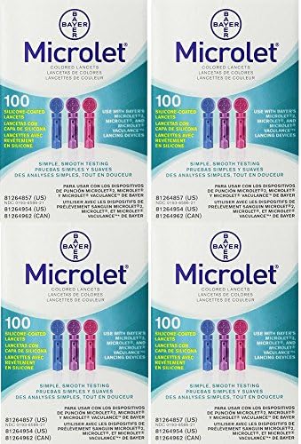 Bayer Microlet sSMVb Colored Lancets, 100 Count (4 Pack)