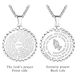 Mens Necklace Christian Lord's Prayer,Stainless Steel Bible Verse Serenity Pendant Jewelry Gifts for Women