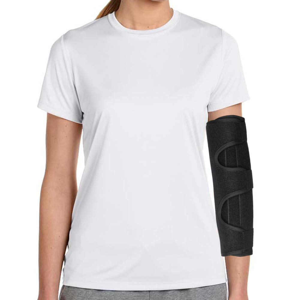 Fibee Night Elbow Immobilizer Splint for Women and Men Sleeping, Adjustable Compression Elbow Support Brace Stabilizer for Night Tendonitis Pain Relief of Cubital Tunnel Syndrom