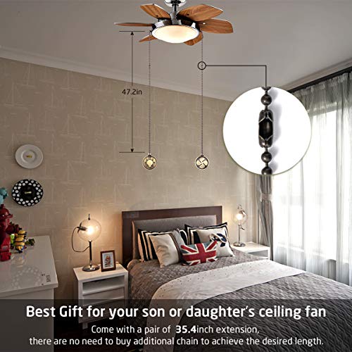 Ceiling Fan Pull Chain with 35.4 inches Extension, Kinghouse 2 pcs 13.6 inches 3.2mm Beaded Ball Fan Pull Chain Set including Beaded and Pull Loop Connectors (Bronze Oil Rubbed) - Thumbnail 2