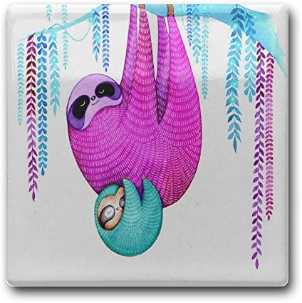 Linpark Purple Cute Sloth Square Drink Coaster Holder Cup Mats Ceramics 11cm