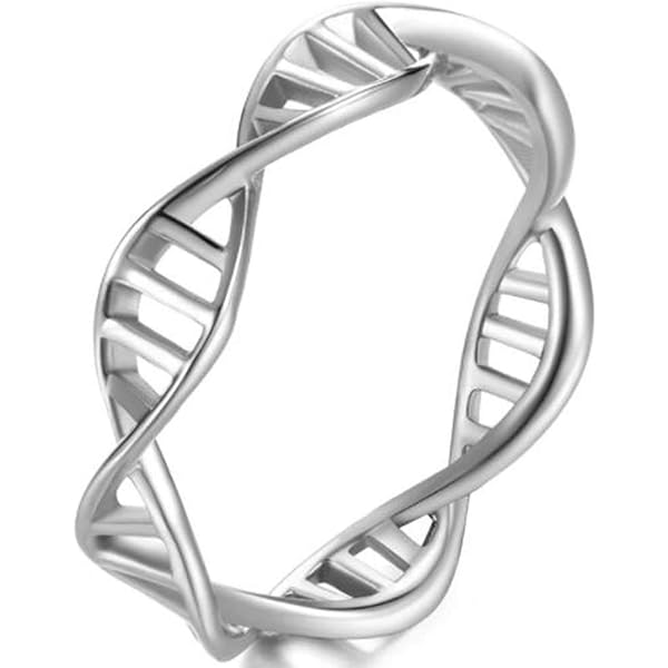 DNA Helix Science Molecule Ring - Stainless Steel Chemistry Themed Jewelry