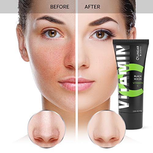 Black Charcoal Mask - Face Peel Off Mask with Organic Bamboo and Vitamin C - Deep Cleansing Pore Blackhead Removal and Purifying Black Mask for Men and Women