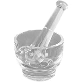 Apothecary Products Mortar &amp; Pestle Bowl, Mixer &amp; Grinder for Medicine, 2oz | Crushing, Mixing &amp; Grinding Pills, Tablets, Spices &amp; Herbs, Manual Crusher with Fine Powder Control, Durable Clear Glass