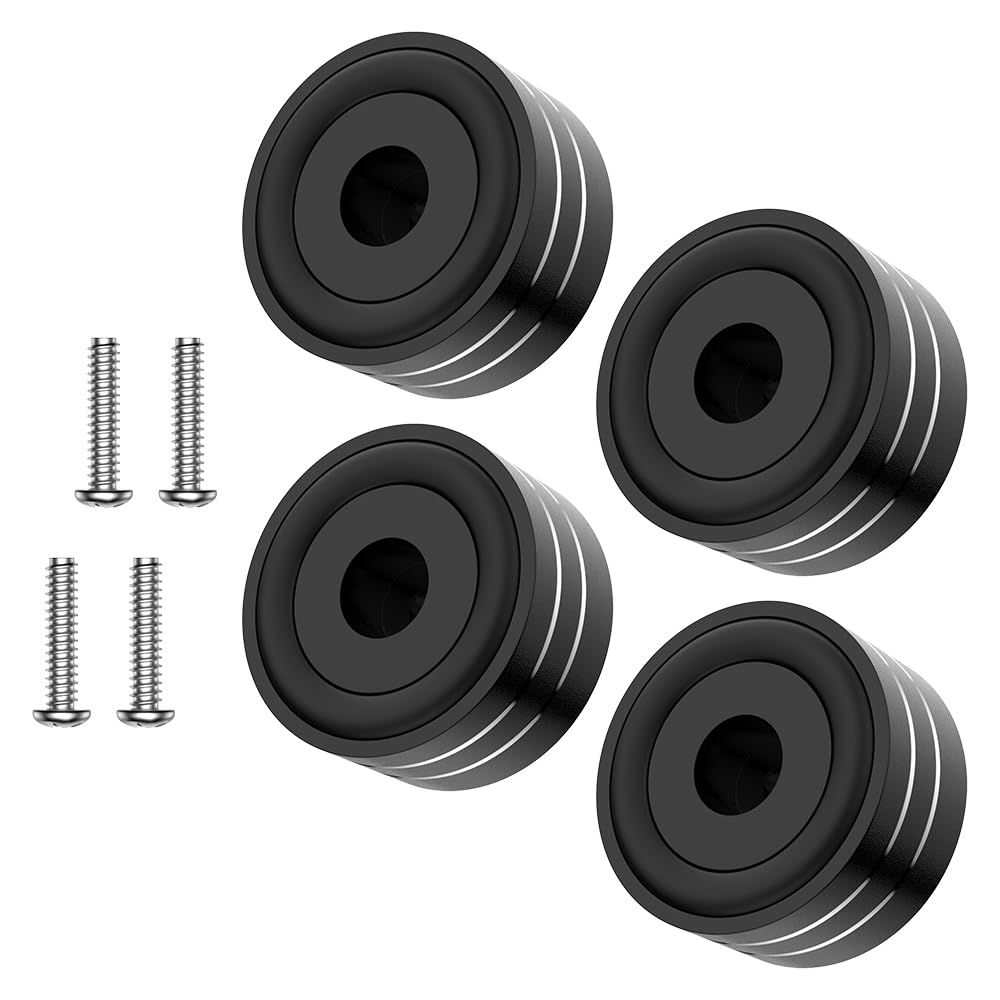 Tertullus 4 Sets Speaker Isolation Feet Aluminum Speaker Feet With Screws,Shockproof Stand Pad For Hifi Devices Amplifier Turntable Dac Recorder Cd (Black, 40mm×20mm)