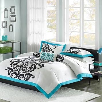 Amazon Com Mizone Florentine 3 Piece Comforter Set Teal Twin