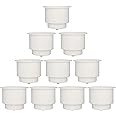 Yuanhe White Plastic Cup Drink Holder Insert with Drain for Boat Car Marine Rv, 10PCS