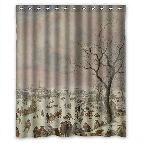 Beeyoo Art Painting Jan Griffier I - Winter Pleasures Polyester Bath Curtains Width X Height / 60 X 72 Inches / W H 150 By 180 Cm For Birthday Kids Girl Gf Father Boys. Rust Proof. Fabri