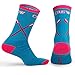 ChalkTalkSPORTS Athletic Half Cushioned Crew Socks | Rowing Loving the Crew Design | Pink/Blue (One size fits most, Men's shoe size 5-11 and Women's 6-12.)