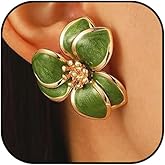 Gold Flower Petal Earrings Flower Stud Earrings for Women Geometric Spring Dresses Earrings Minimalist Statement Jewelry