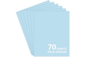 BONMIY 70Sheets Light Blue Cardstock Paper, 8.5 x 11 Card stock for Cricut, Thick Construction Paper for Card Making, Scrapbooking, Craft 90 lb / 250 gsm
