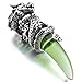 INBLUE Dragon Wolf Tooth Pendant for Men Women Stainless Steel Cool Necklaces Simulate Crystal Gemstone Boyfriend Gifts Jewelry with 23 Inches Chain (Dragon, Green)