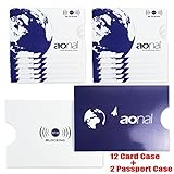 RFID Blocking Sleeves (12 Credit Card Protecors & 2 Passport Protectors) Top RFID Blocking Travel Case Set. Smart Holders Fit Wallet, Purse & Cell Phones, Shields Radio Frequency ID