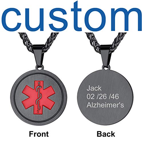 Supcare Tag Necklace Pendant Medical Alert ID Jewelry Stainless Steel for Women/Men/Children, Medical Emergency Identification Dog Tag Necklace Jewelry