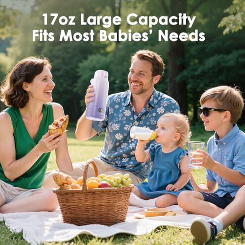 SORUTO Portable Bottle Warmer for Travel, Fast Heating 17oz Capacity, Long Battery Life, Precise Temperature Control for Milk or Water, Perfect for Car, Outdoor & Travel