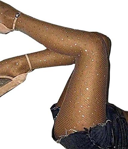 Forfashion Women's Hollow Out Party Rhinestone Fishnet Stockings Pantyhose Tights