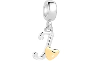 Tedit 925 Sterling Silver Letter A-Z Charm Beads, compatible with Pandora bracelets, dangle pendant charms, suitable for neck